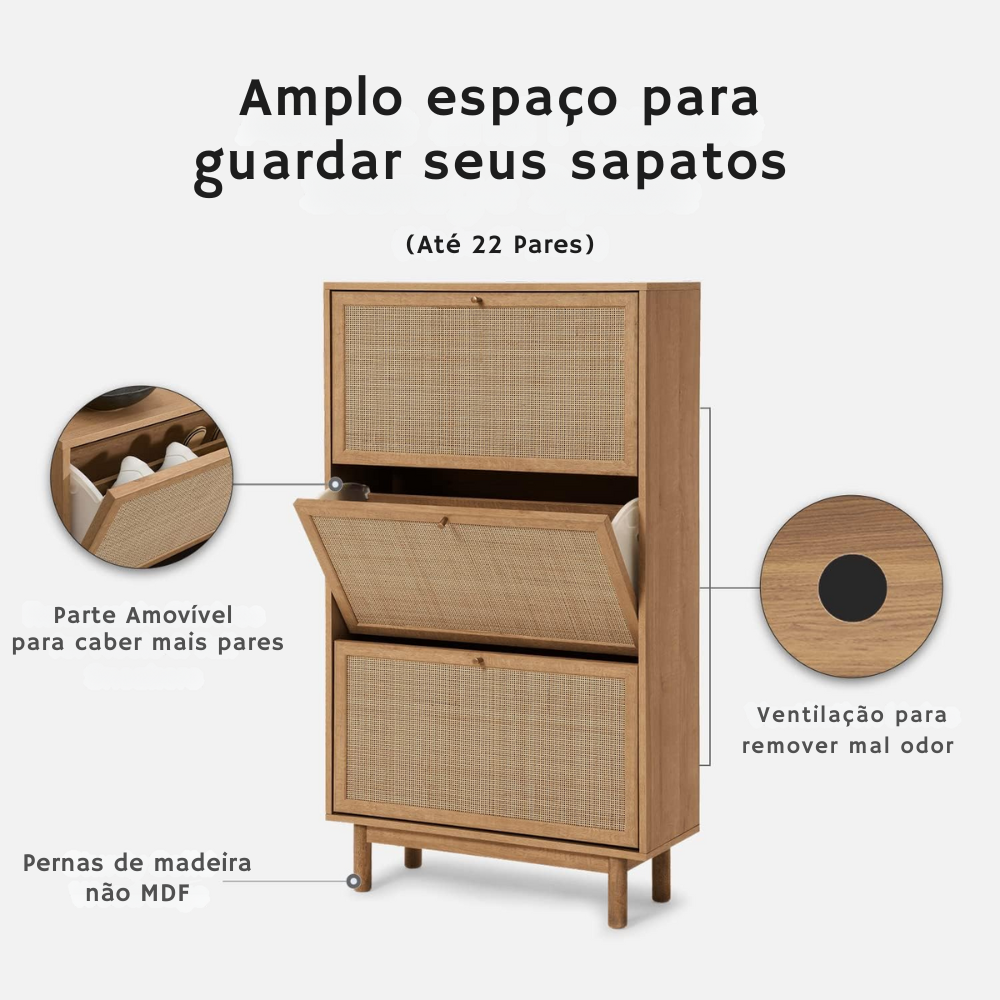 Chega de sapatos espalhados no chão do guarda-roupa. Organize tudo com o Compact Space©!