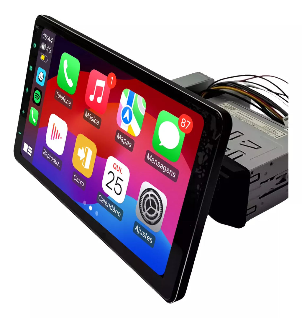Central Multimídia Universal | Tela Rotativa e Flutuante Carplay Android 12 WIFI TOUCH 1DIN (PARA QUALQUER CARRO) + CÂMERA DE RÉ